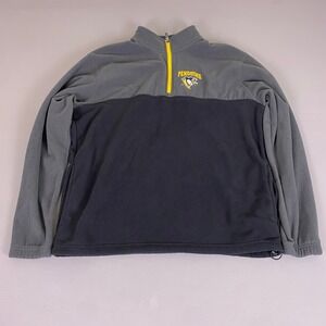 NHL Pittsburgh Penguins Fleece 1/4 Zip Pullover Gray Black Mens Large Colorblock